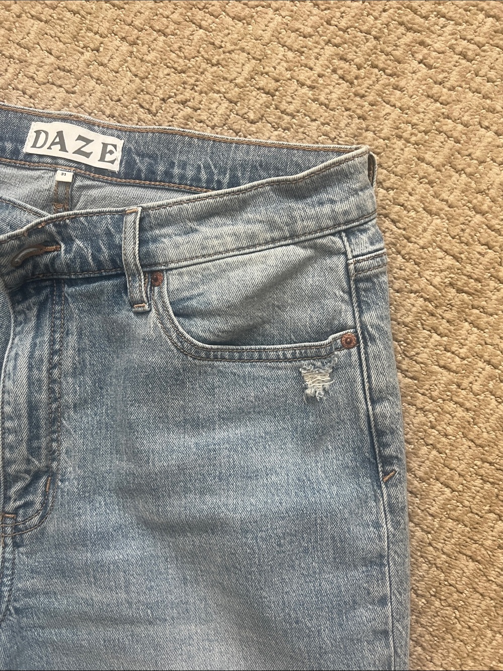 DAZE Straight Leg Jeans in Light Wash Blue - Picture 7 of 12